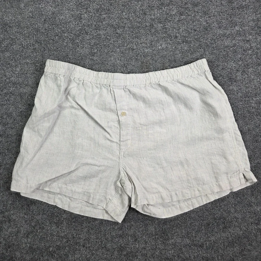 Rawganique Mens XL Joey Elastic 100% Raw Hemp Boxer Shorts Romania Striped Ivory